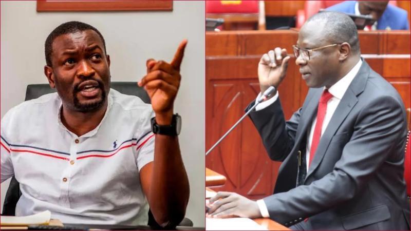 File photos of Nairobi senator Edwin Sifuna and IEBC chairman Erastus Ethekon.